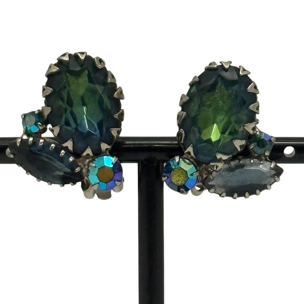 Fashion Crystal Cluster Clip Earrings